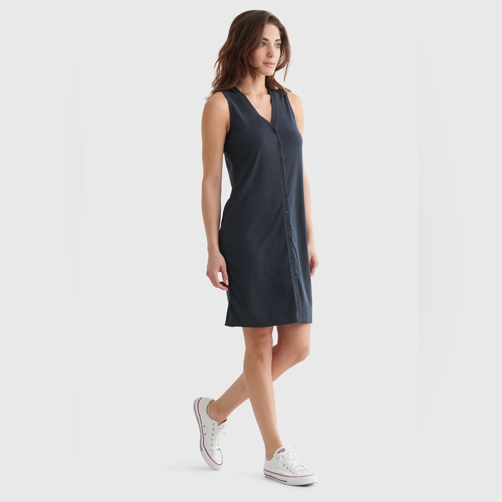 Lucky Brand Sandwash Rib Tank Dress Black S